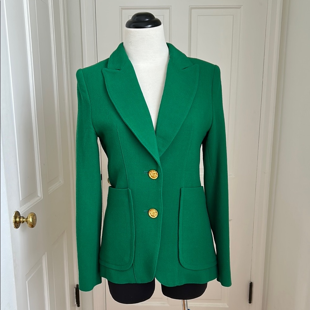 Smythe Portrait Green Blazer with Gold Buttons